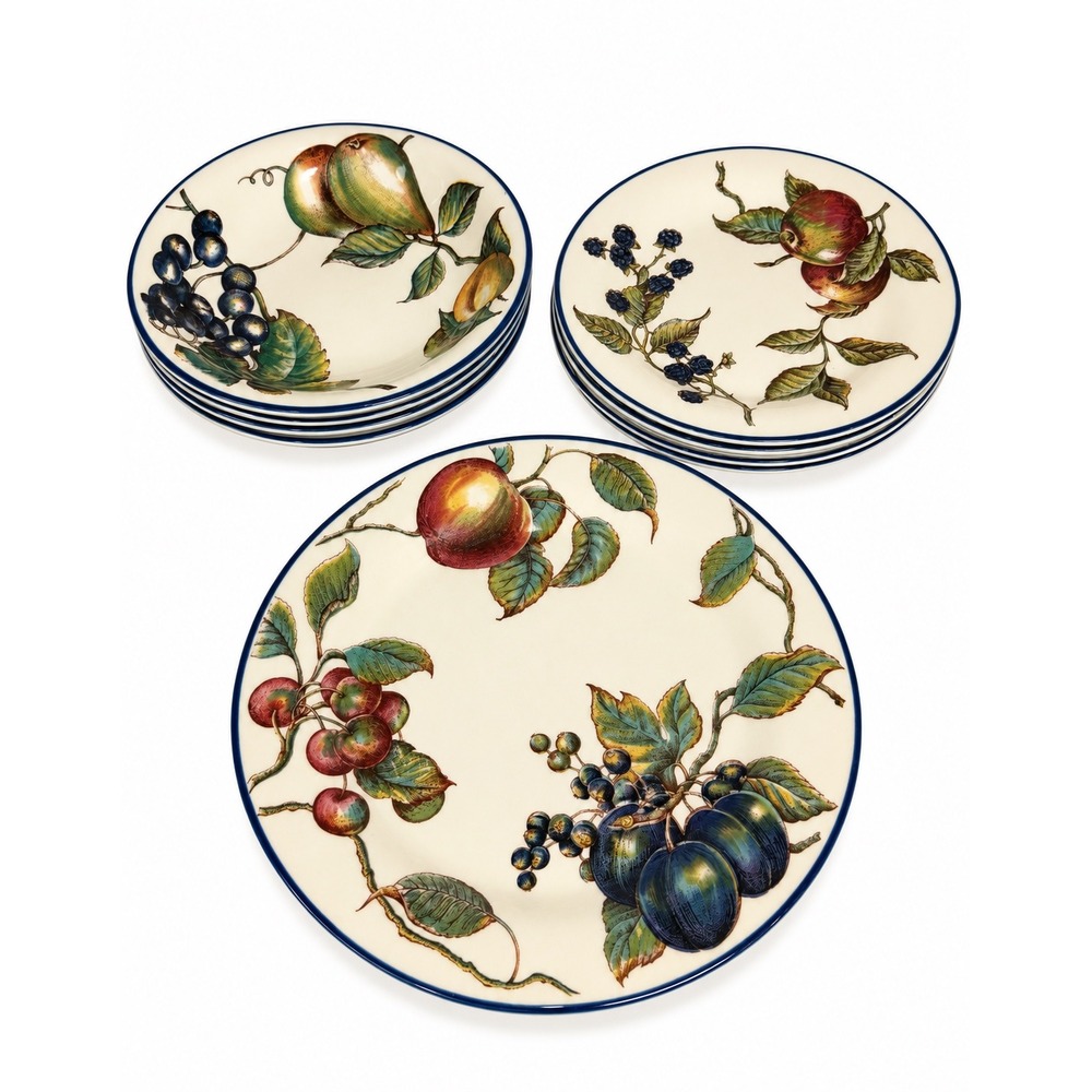 Pier 1 Macintosh 12-Piece Dinnerware Bowl Dinner Salad 4 ea Cottagecore Orchard